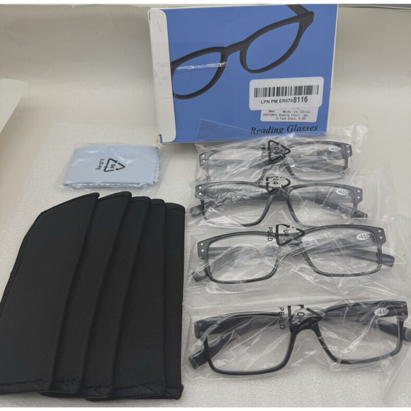 NORPERWIS +4.50 Reading Glasses 4 Pieces Readers Spring Hinge Glasses *READ.. - Picture 2 of 9